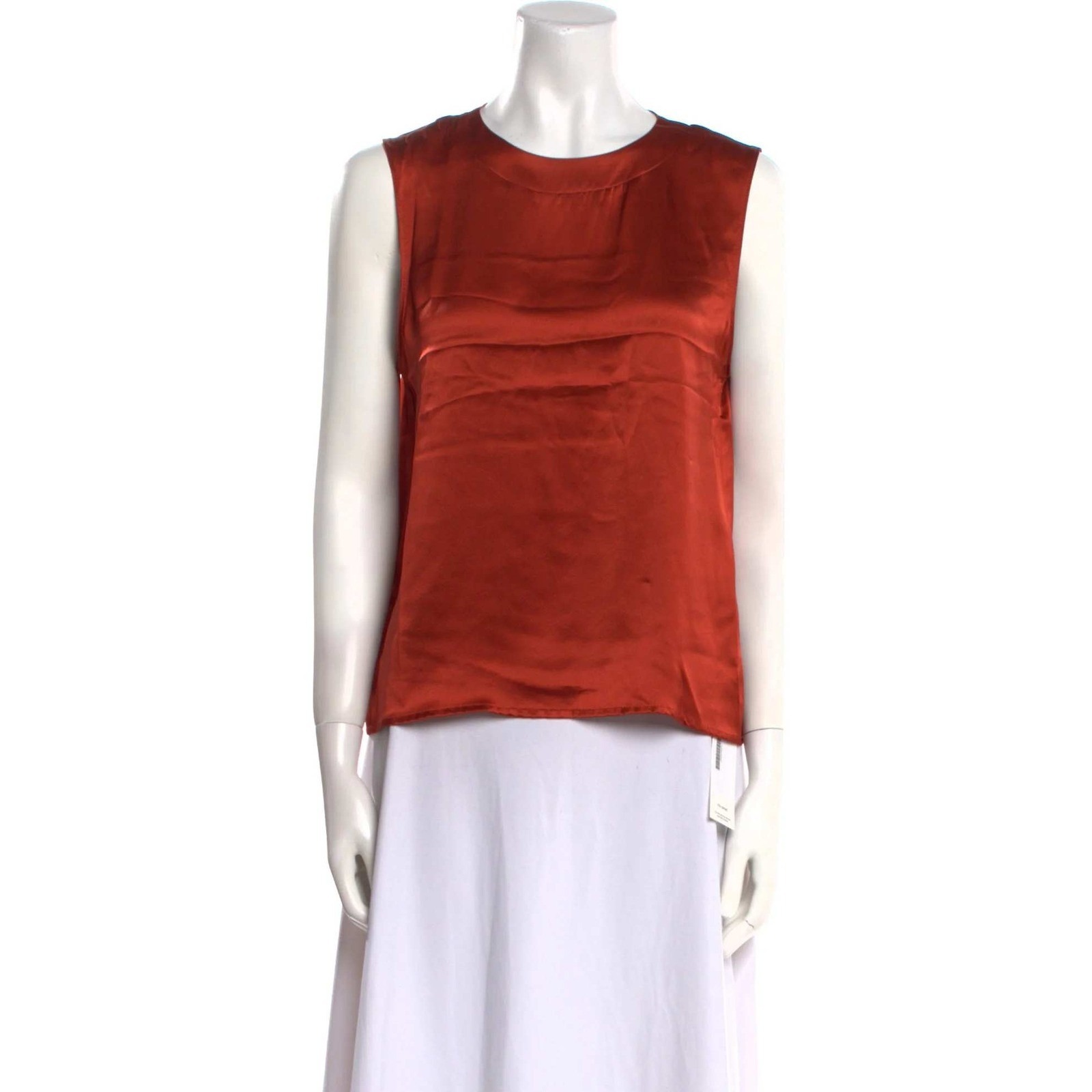 Nwt Nonchalant Woman's 100% Silk Crew Neck Sleeveless Top Size Small Rust Orange